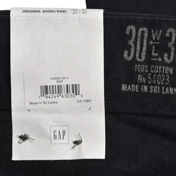 NWT Gap Original Khaki Cotton Pants Straight Leg  Black Size 30x30 - Picture 5 of 9